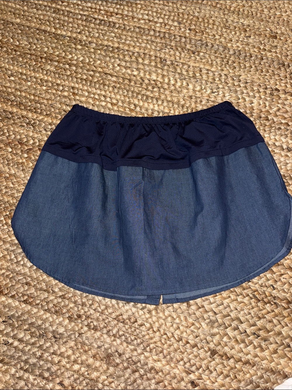 Demdaco Navy and Denim-Blue Elastic Waist Peek A Boo Shirt Extender